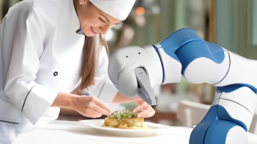 Robotic appliance helping a chef