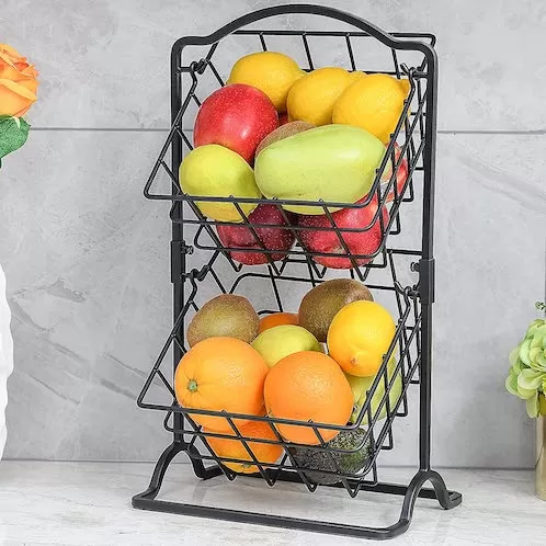 Wetheny 2 Tier Fruit Basket Fruit Bowl for Kitchen Counter