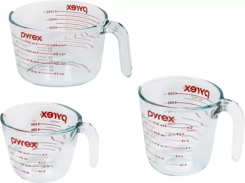 Pyrex 3 Piece Glass Measuring Cup Set