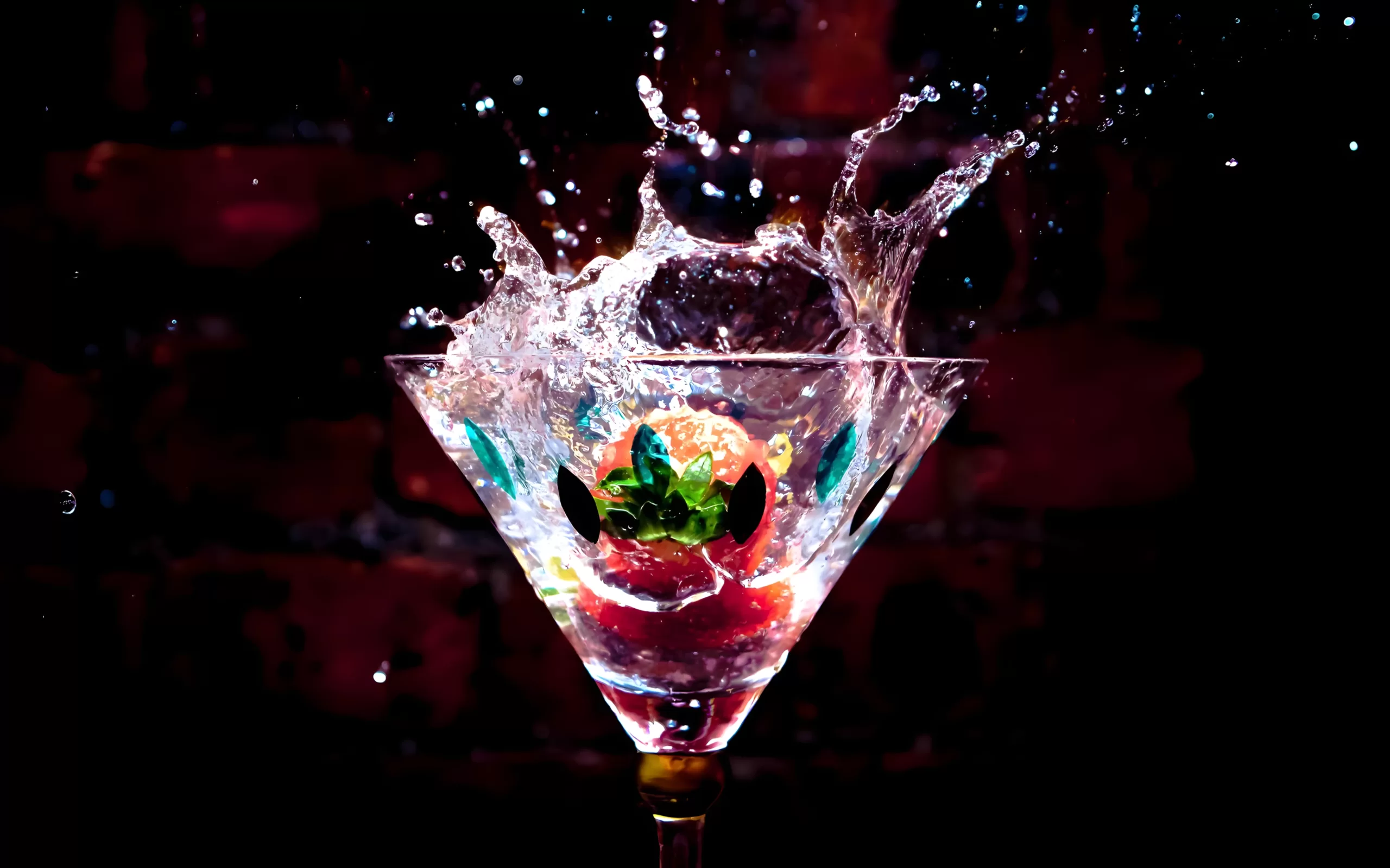 Cocktail splash; martini; fruits in martini cocktail