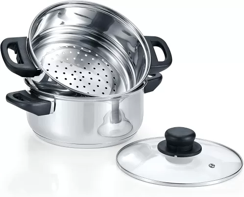 CONCORD 3 Quart Stainless Steel 3 Piece Steamer Cookware Set